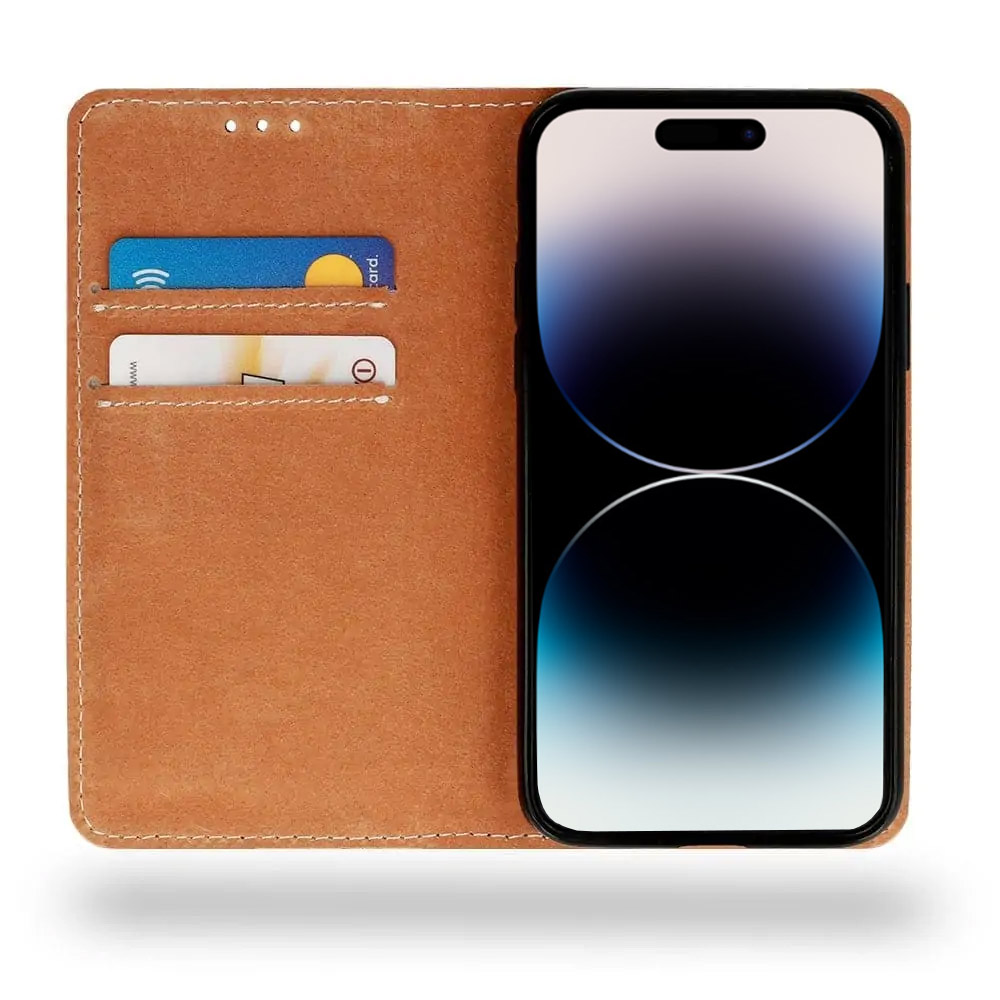 Etui do iPhone 14 Pro Max zamykane, eleganckie skórzane, czarne