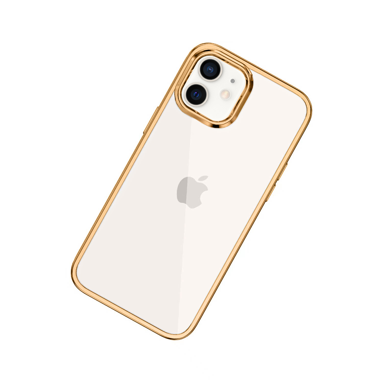 Etui do iPhone 12 Mini JETech Simple Metallic gold przeźroczyste z ramką w kolorze złota (OUTLET)