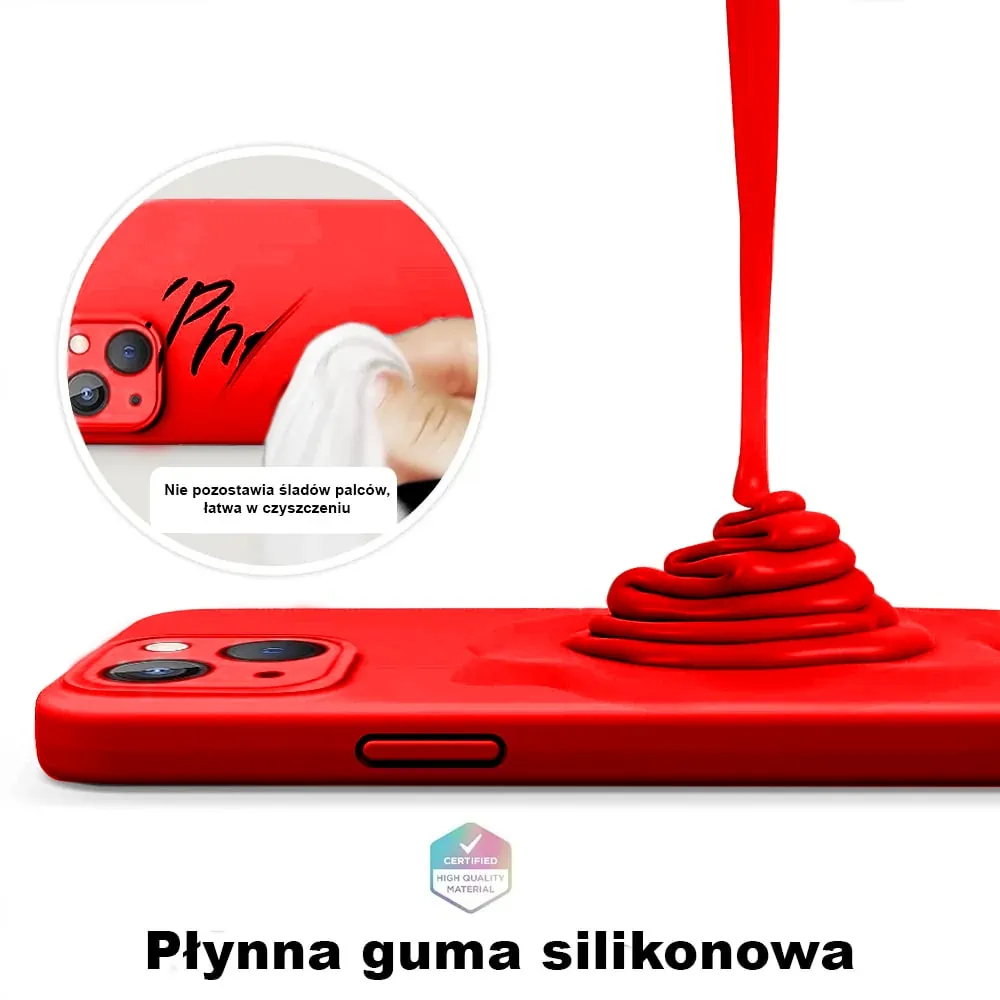 Etui do iPhone 13 Mini silikonowe z mikrofibrą soft touch z osłoną na aparat, czerwone