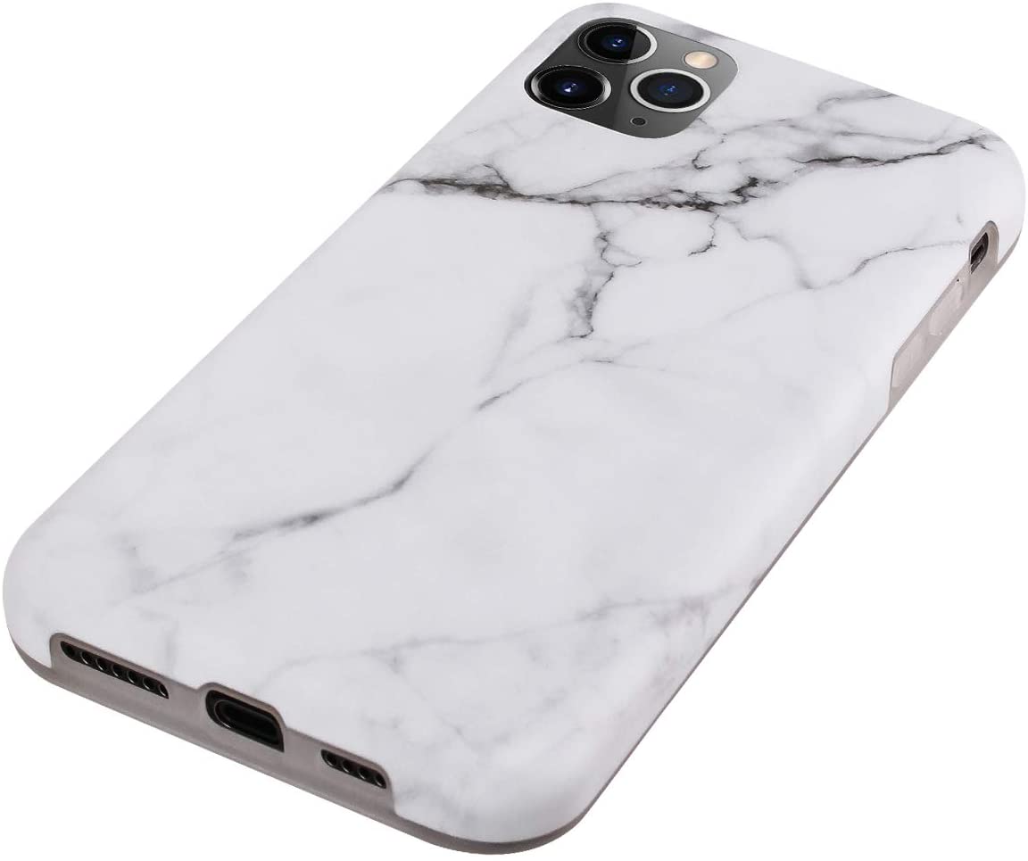 Etui do iPhone 11 Pro Max eleganckie biało-czarny marmurek