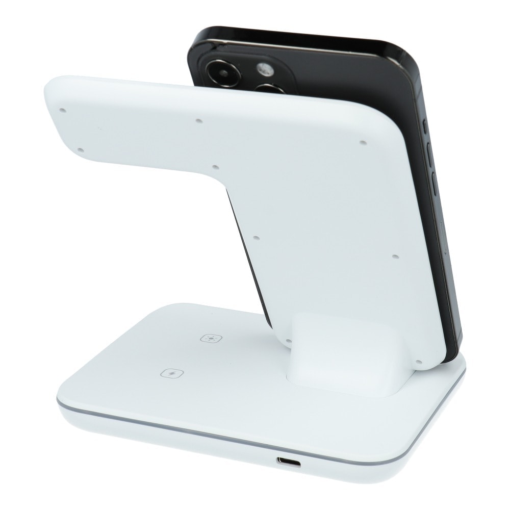 Ładowarka 3w1 iPhone / Apple Watch / Airpods szybka 15W z podświetleniem, biała