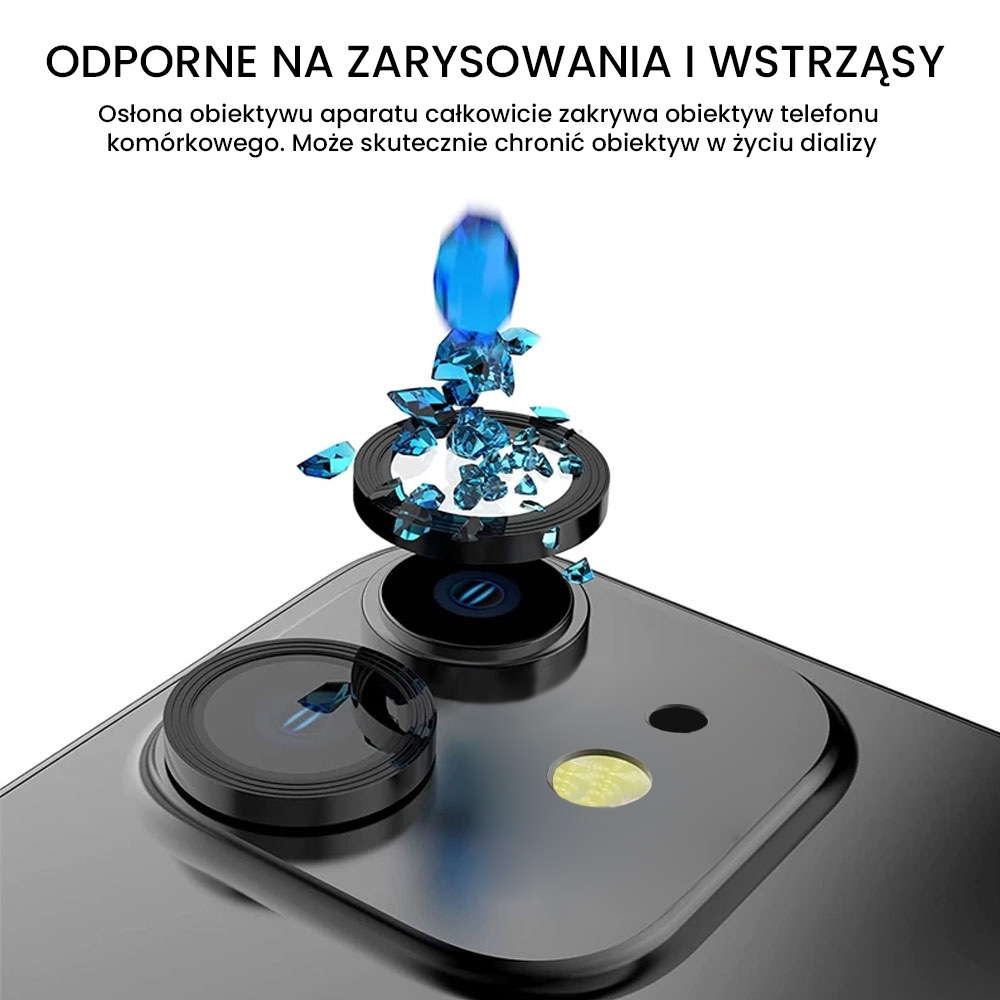 Metalowa osłona obiektywów szkło na aparat iPhone 12 czarna