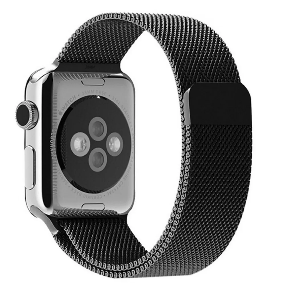 Czarna bransoleta milanese elegancka do zegarka Apple Watch Series 4-10 / SE 40/41/42mm