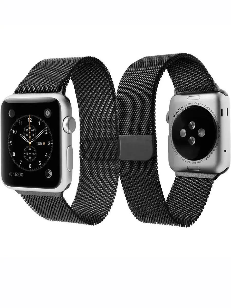 Czarna bransoleta milanese elegancka do zegarka Apple Watch Series 4-10 / SE 40/41/42mm