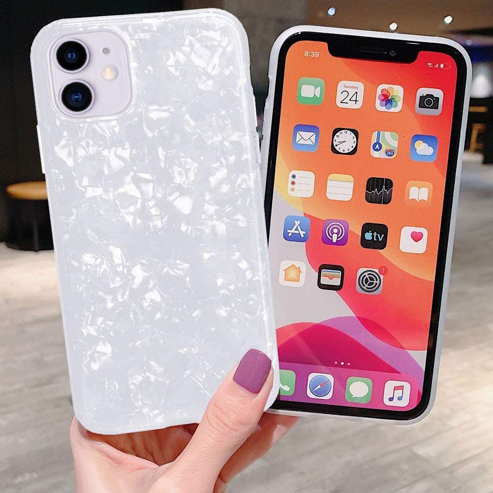 Etui do iPhone 11 kryształowe perłowe białe