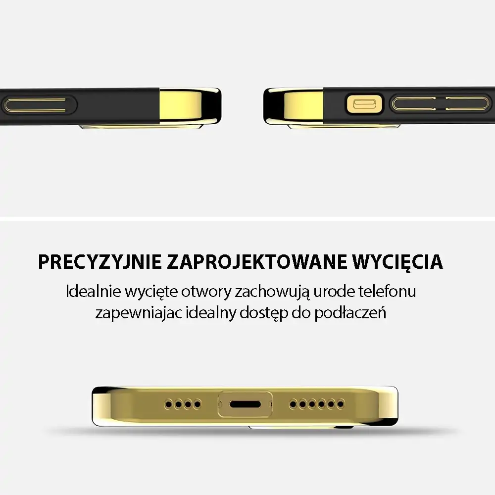Etui do iPhone 13 Pro eleganckie cienkie ze zdobieniami i widocznym logo, czarne (OUTLET)
