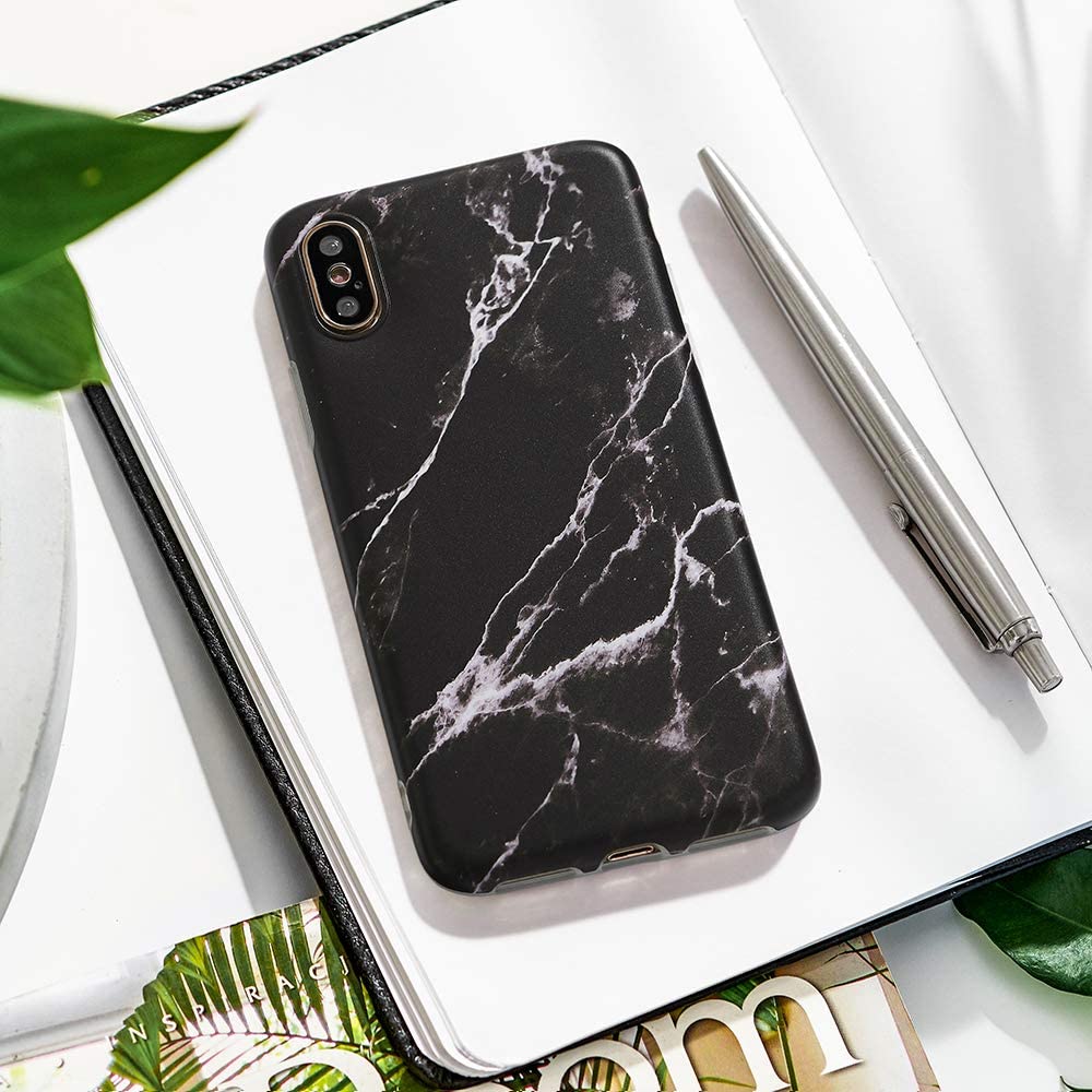 Etui do iPhone XS Max eleganckie czarny marmurek