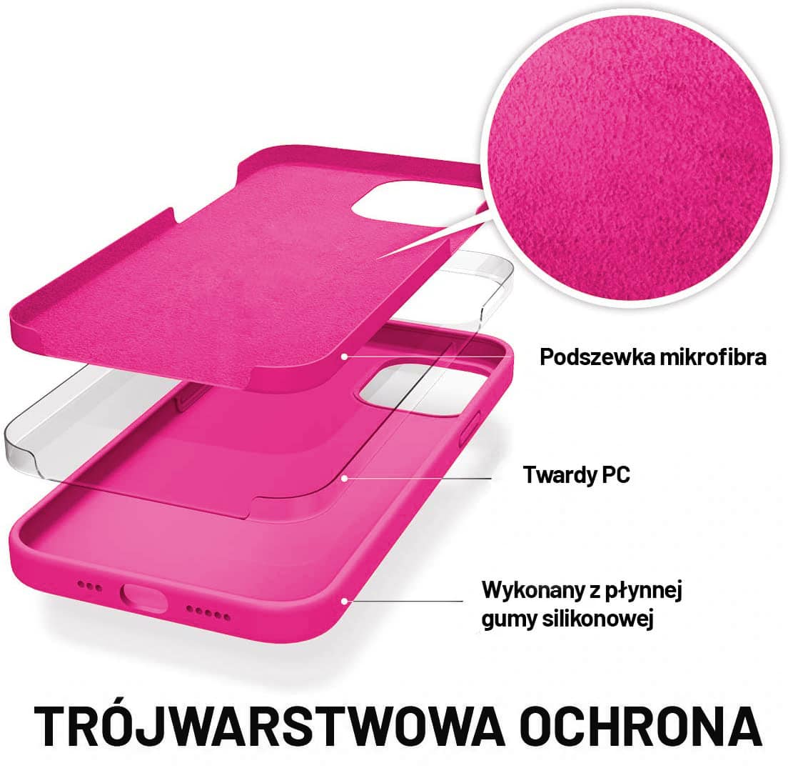 Etui do iPhone 12 Pro silikonowe z mikrofibrą soft touch różowe