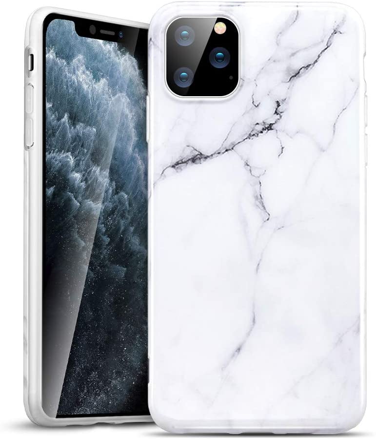 Etui do iPhone 11 Pro Max eleganckie biało-czarny marmurek