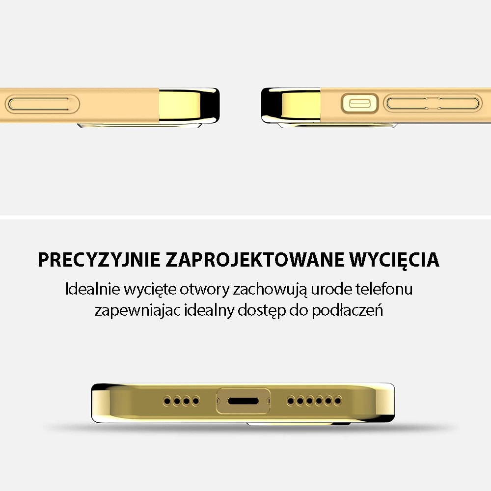 Etui do iPhone 12 Pro Max eleganckie cienkie ze zdobieniami i widocznym logo, złote