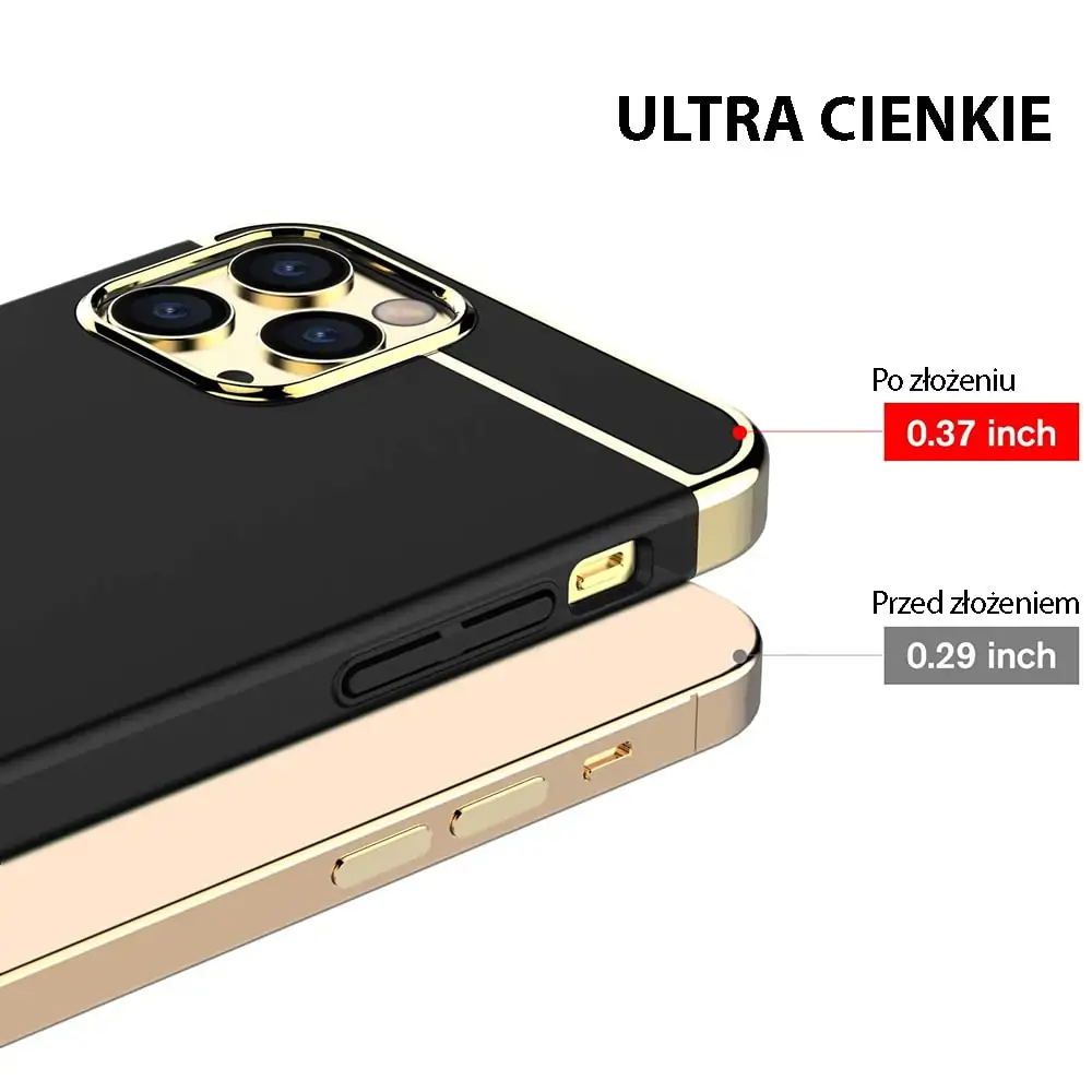 Etui do iPhone 11 Pro eleganckie cienkie ze zdobieniami i widocznym logo, czarne