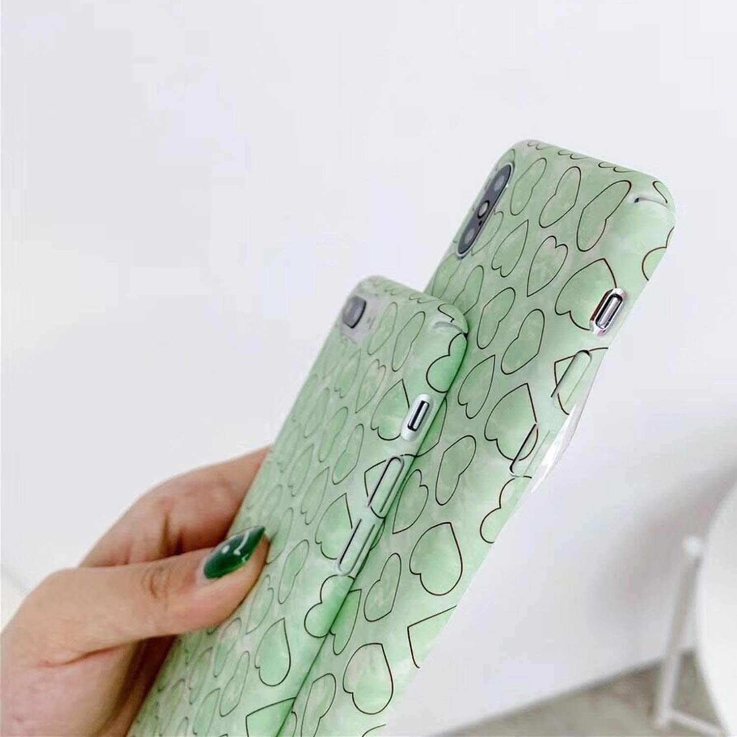 Etui do iPhone XS Max eleganckie zielone serduszka