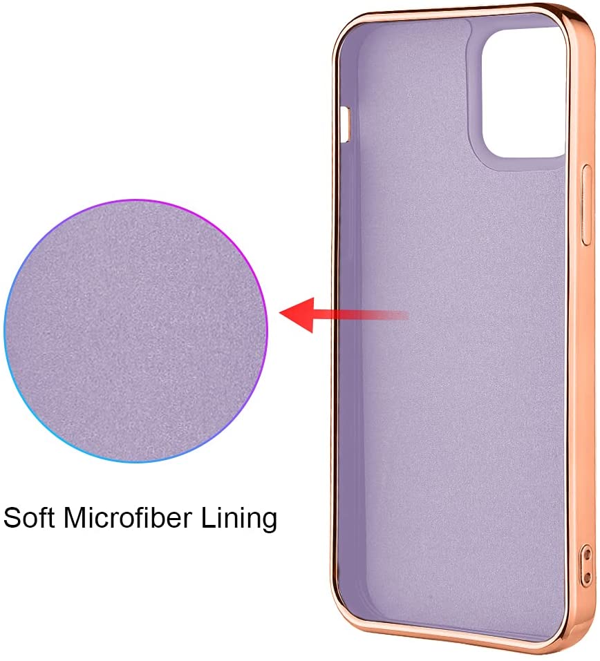 Etui do iPhone 13 Pro Max eleganckie, ze złotym, metalowym uchwytem i zdobieniami, fioletowy