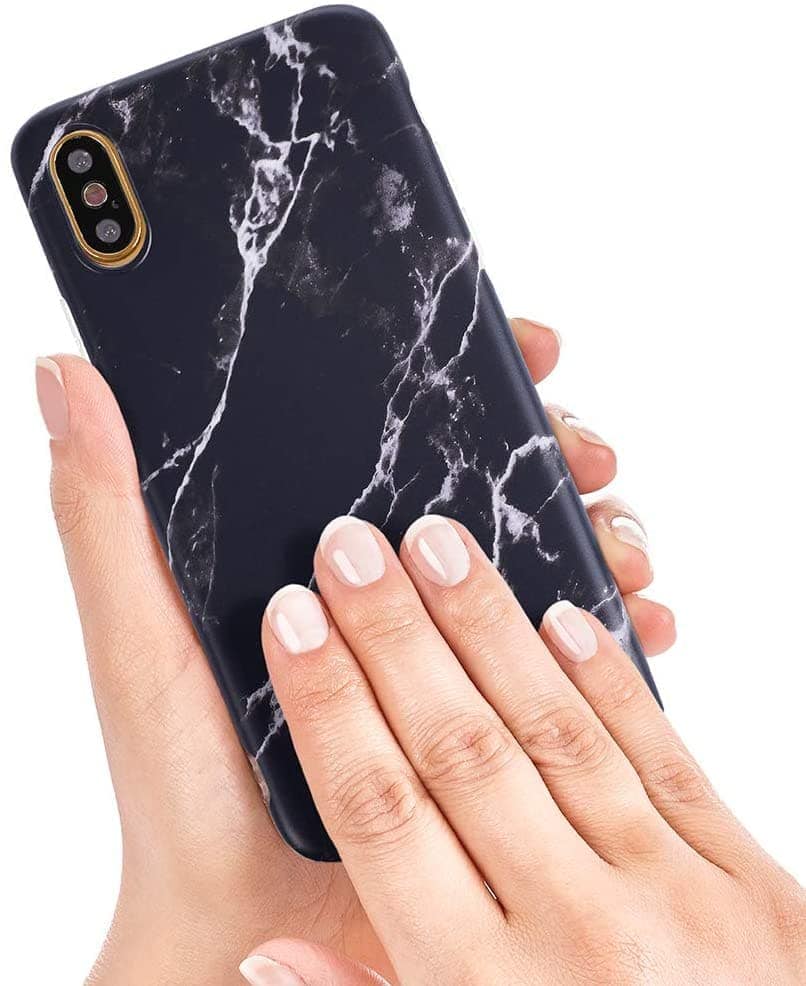 Etui do iPhone XS Max eleganckie czarny marmurek