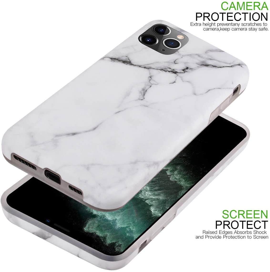 Etui do iPhone 11 Pro Max eleganckie biało-czarny marmurek