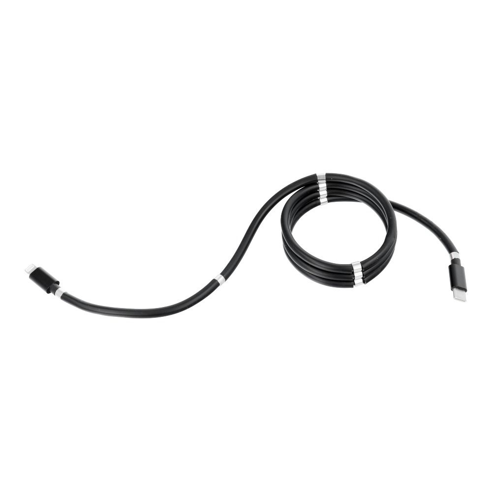 Kabel USB Typ C – Lightning, składany, samoorganizujący do szybkiego ładowania, 1 metr, czarny