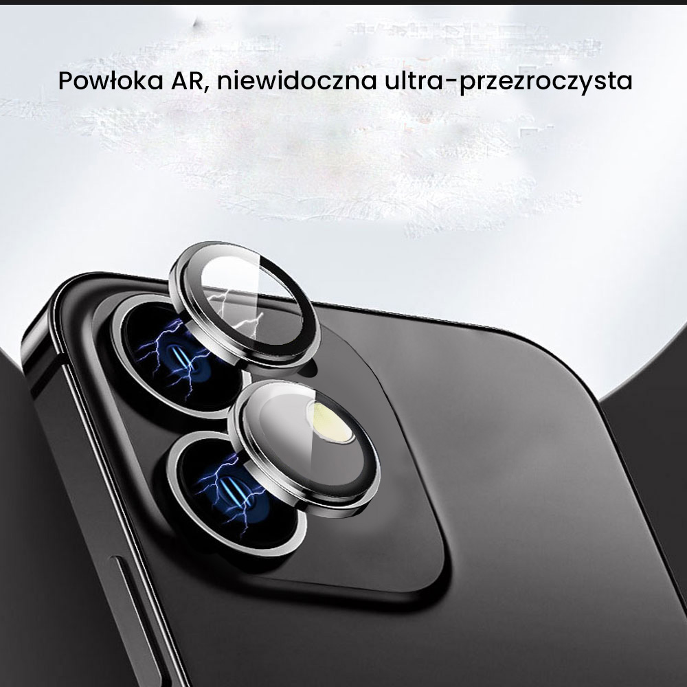 Metalowa osłona obiektywów szkło na aparat iPhone 12 czarna