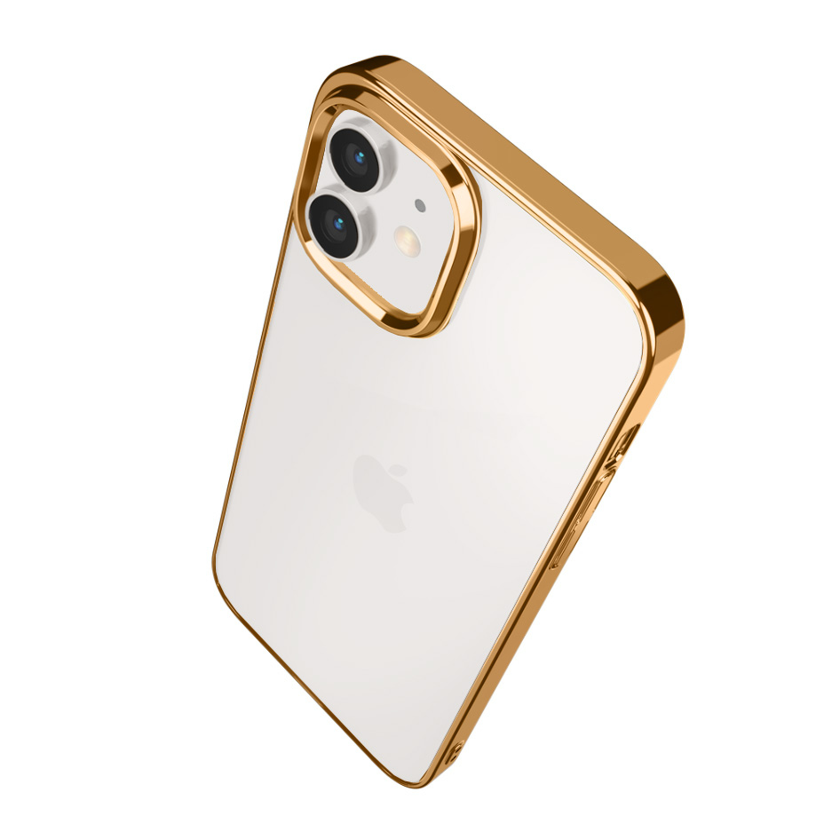 Etui do iPhone 12 Mini JETech Simple Metallic gold przeźroczyste z ramką w kolorze złota (OUTLET)