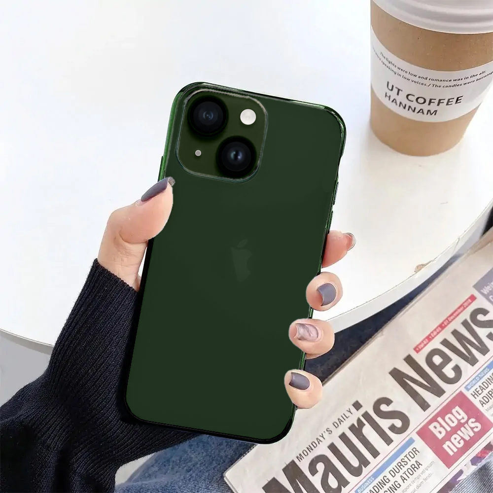 Etui do iPhone 13 JETech Simple Metallic deep green, przeźroczyste z ramką w kolorze ciemno zielonym (OUTLET)