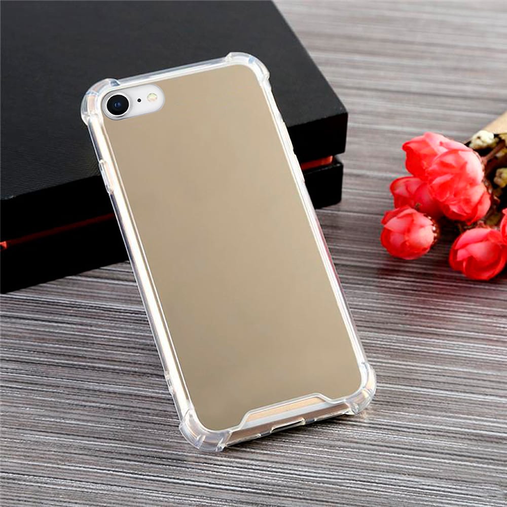 Etui do iPhone SE2022/SE2020/8/7 eleganckie złote lustrzane ze wzmacnianymi bokami