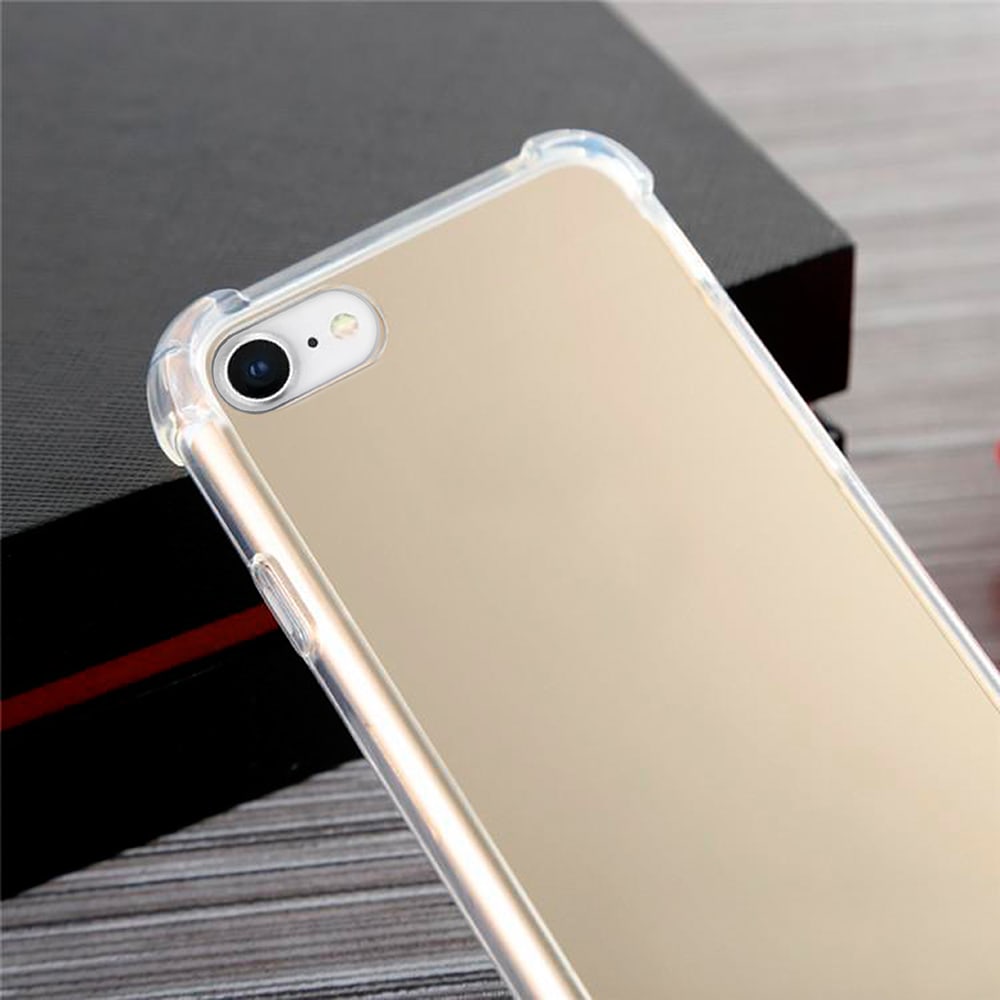 Etui do iPhone SE2022/SE2020/8/7 eleganckie złote lustrzane ze wzmacnianymi bokami