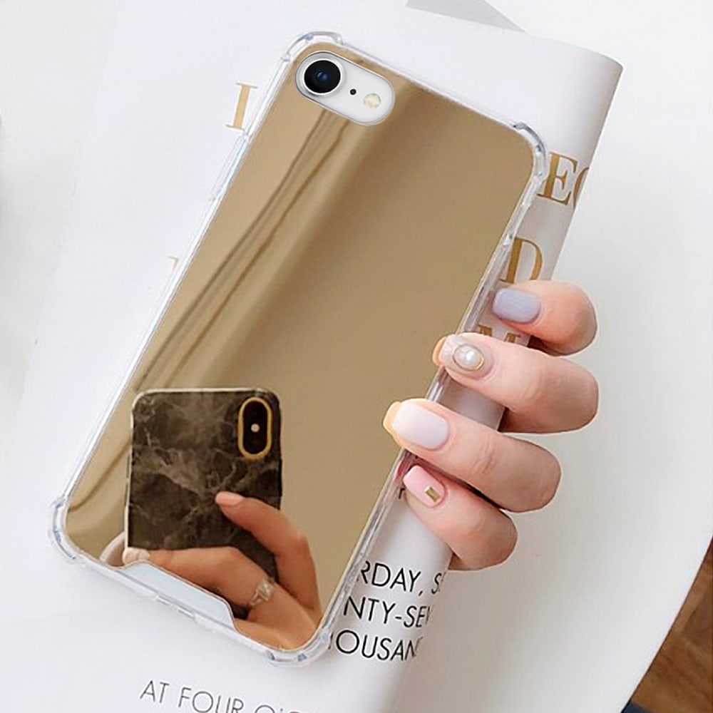 Etui do iPhone SE2022/SE2020/8/7 eleganckie złote lustrzane ze wzmacnianymi bokami
