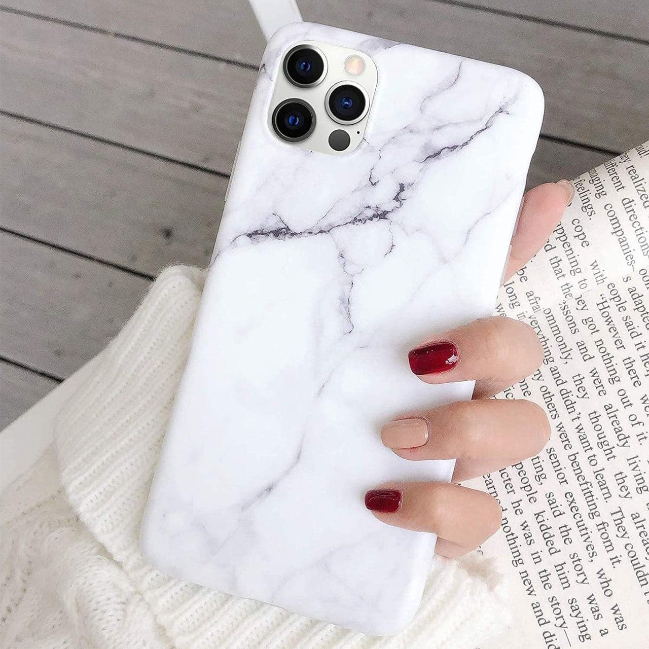 Etui do iPhone 11 Pro Max eleganckie biało-czarny marmurek