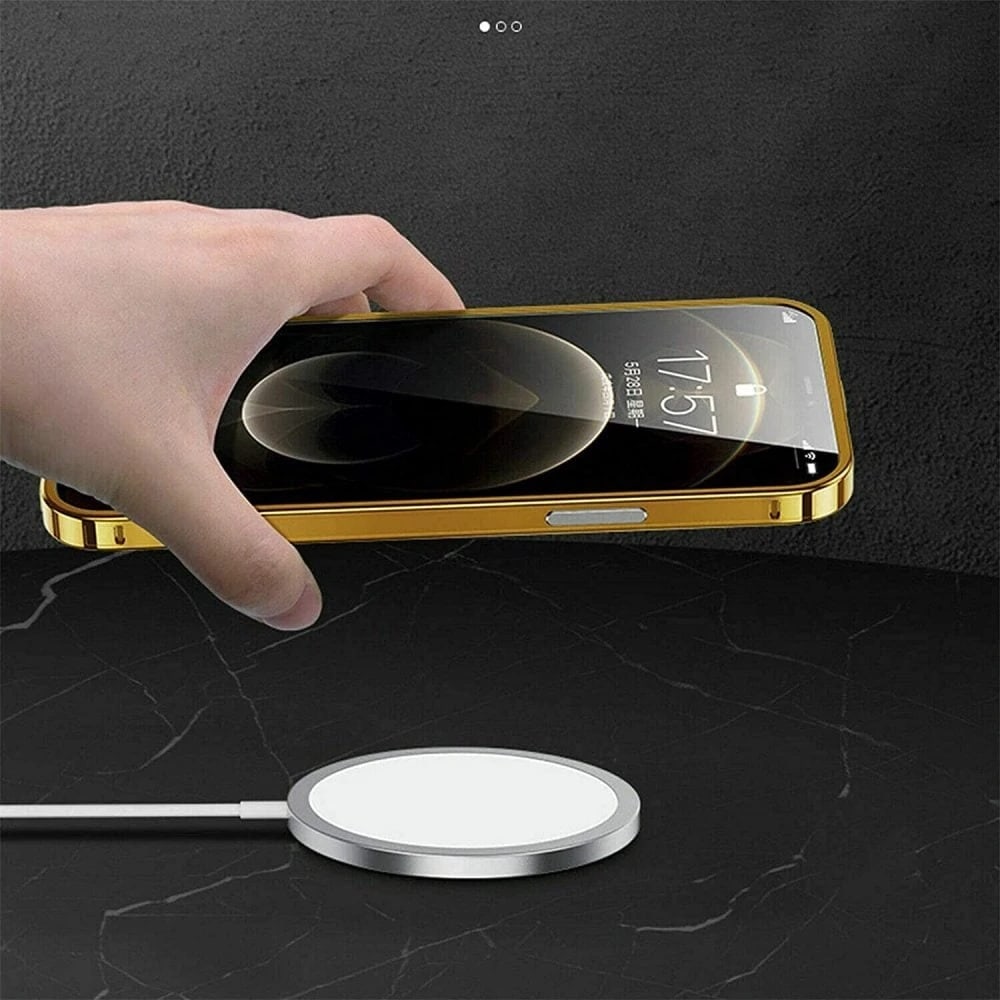 Etui do iPhone 12 Pro przeźroczyste ze złotą ramką premium gold crown osłona aparatu