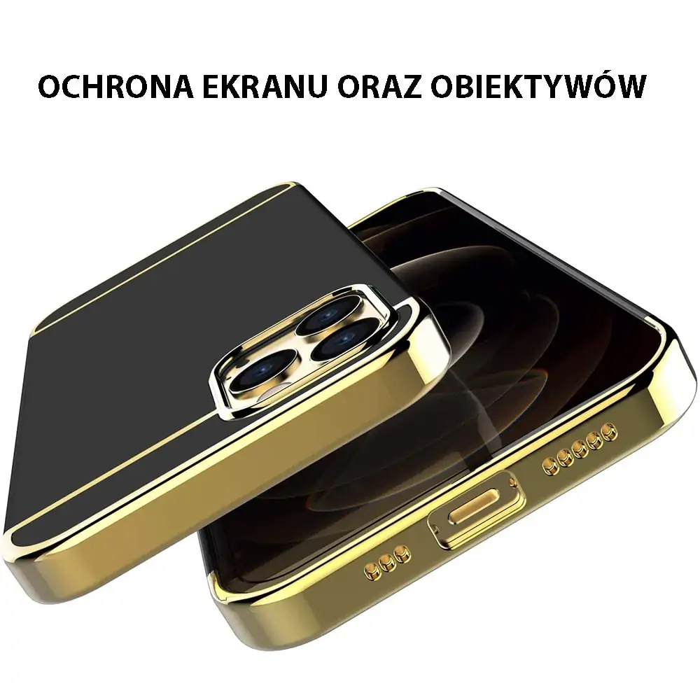 Etui do iPhone 11 Pro eleganckie cienkie ze zdobieniami i widocznym logo, czarne