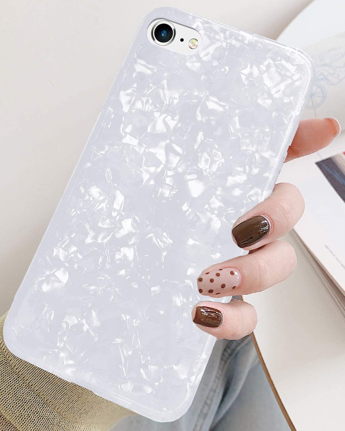 Etui do iPhone SE2022/SE2020/8/7 muszla perłowa biała
