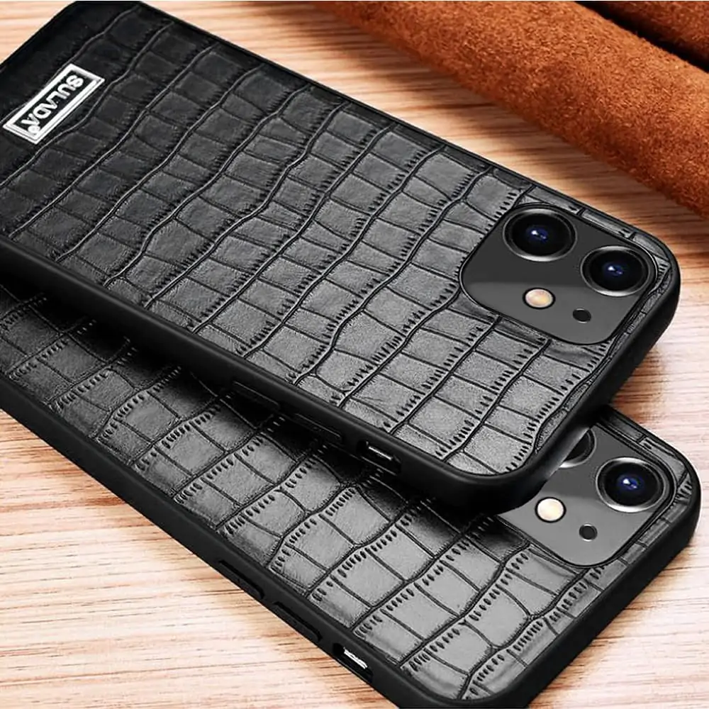 Etui do iPhone 12 Mini Crocodile, eleganckie SULADA oryginal, czarne