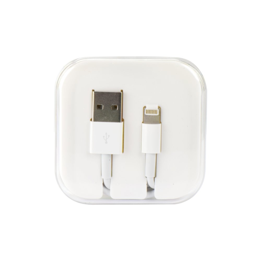 Kabel USB – Lightning BOX, do iPhone 14/13/12/11/X/SE/8/7/8Plus/7Plus, 1 metr, biały
