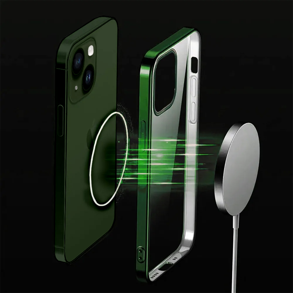 Etui do iPhone 13 JETech Simple Metallic deep green, przeźroczyste z ramką w kolorze ciemno zielonym (OUTLET)