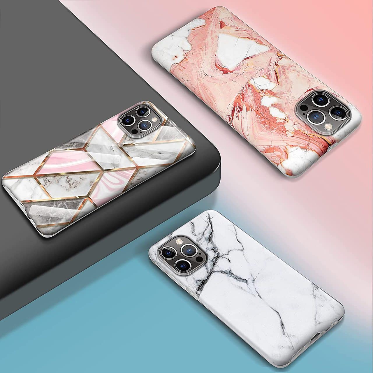 Etui do iPhone 12 Pro Max elegancki różowy marmur prawdziwy