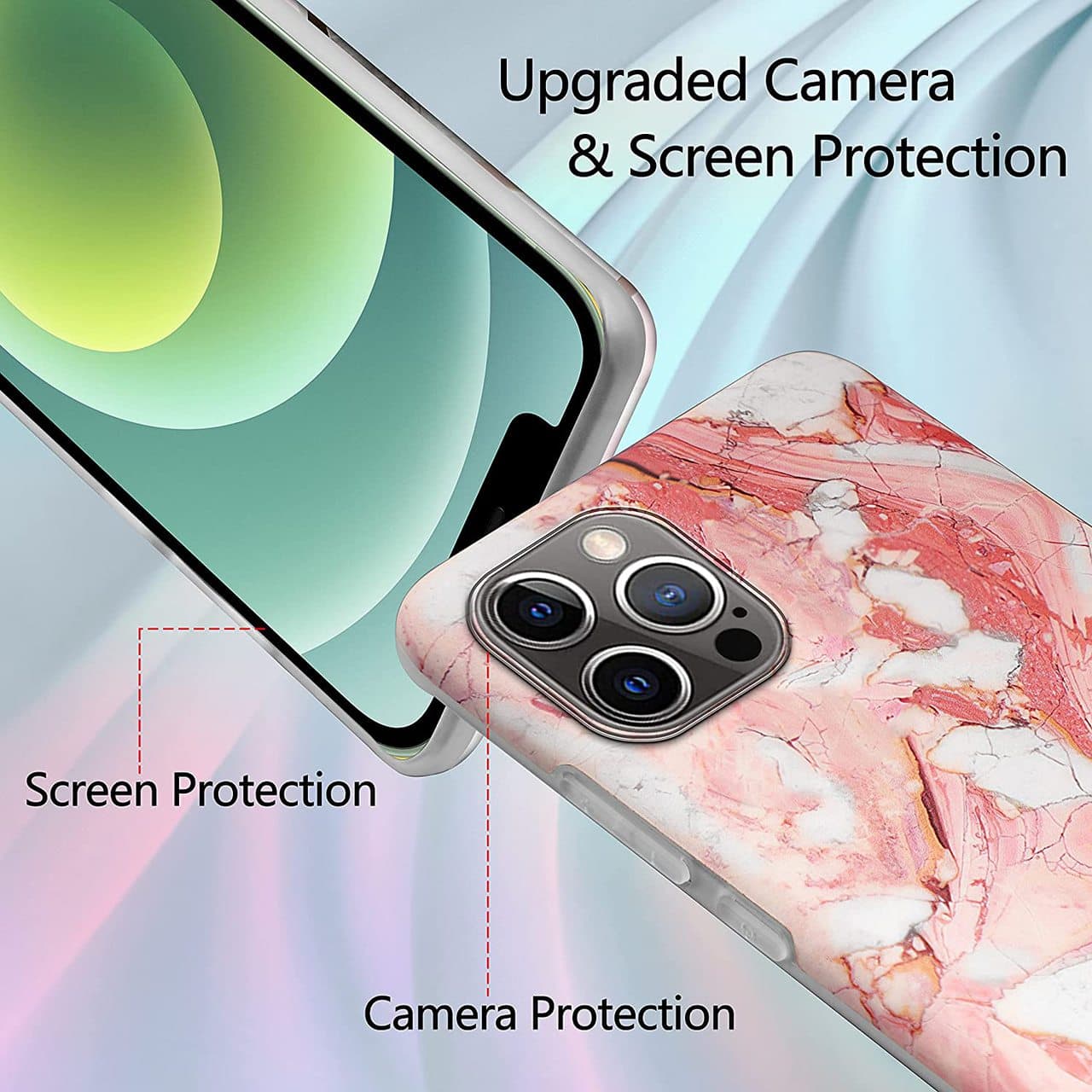 Etui do iPhone 12 Pro Max elegancki różowy marmur prawdziwy