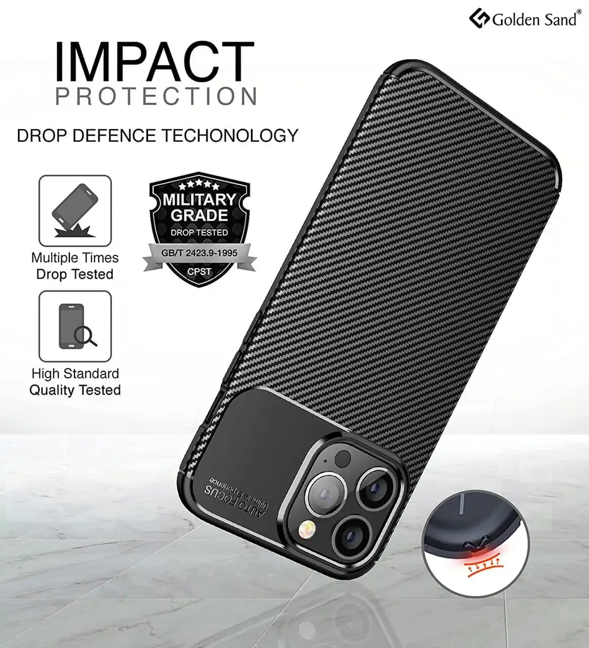 Etui do iPhone 13 Pro Max eleganckie karbonowe, czarne