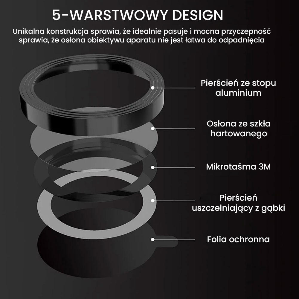 Metalowa osłona obiektywów szkło na aparat iPhone 11 Pro czarna