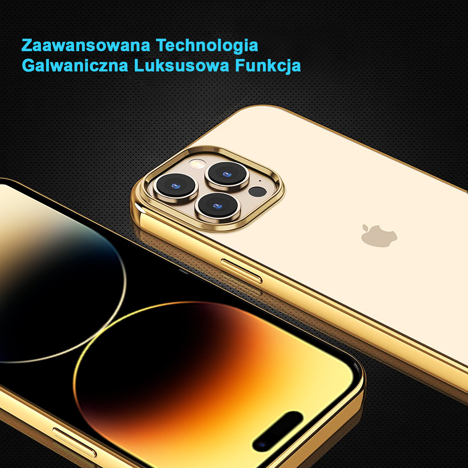 Etui do iPhone 14 Pro JETech Simple Metallic gold przeźroczyste z ramką w kolorze złota (OUTLET)