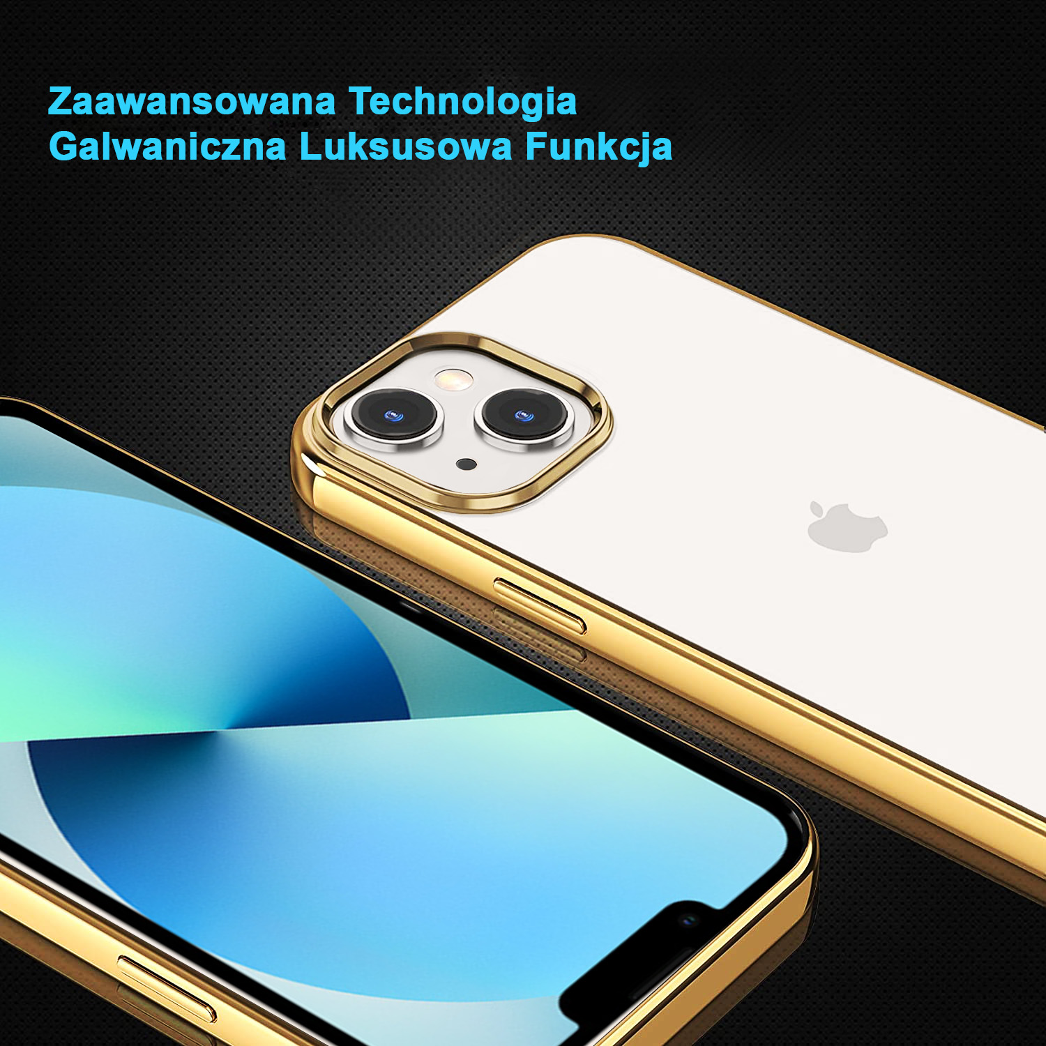 Etui do iPhone 13 JETech Simple Metallic gold przeźroczyste z ramką w kolorze złota (OUTLET)