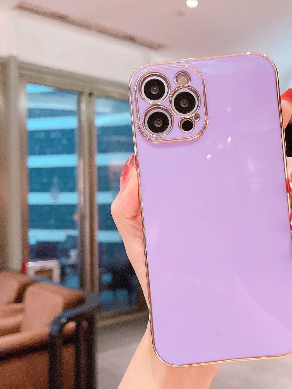 Etui do iPhone 12 Pro luksusowe stylowe, liliowe fioletowe