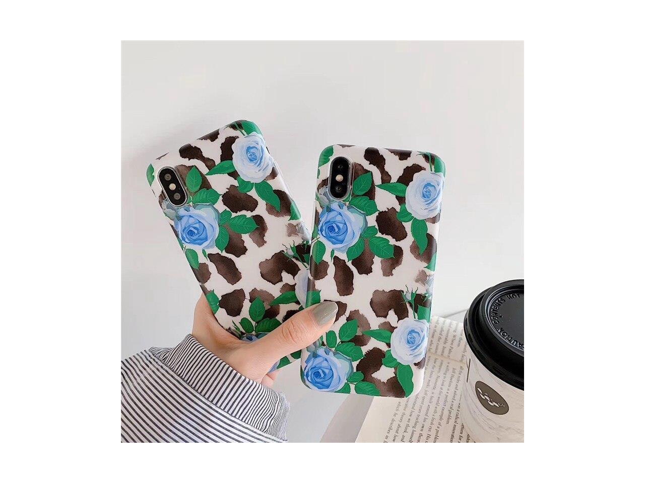 Etui do iPhone XR białe z kwiatami niebieskie róże