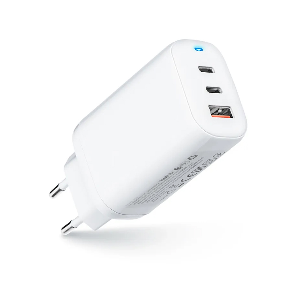 Ładowarka sieciowa 3w1 GaN 65W PD QC4.0 2 x USB Typ C + USB Typ A