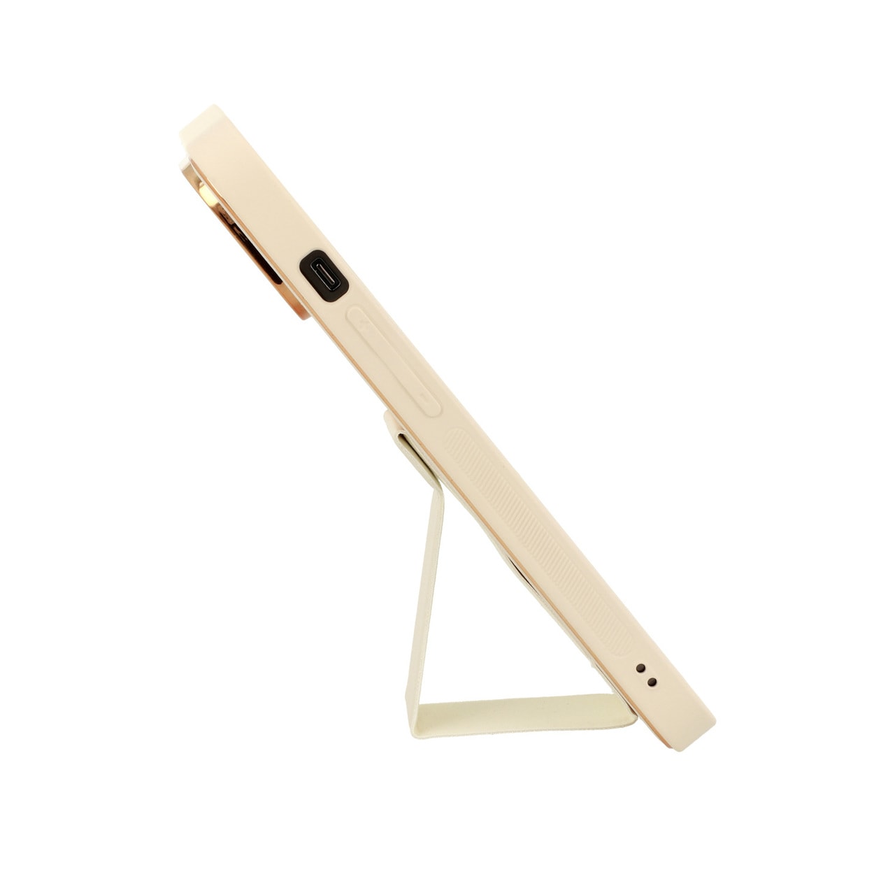 Etui do iPhone 13 Mini Holder skórzane z ochroną aparatu i złotym wykończeniem, złote