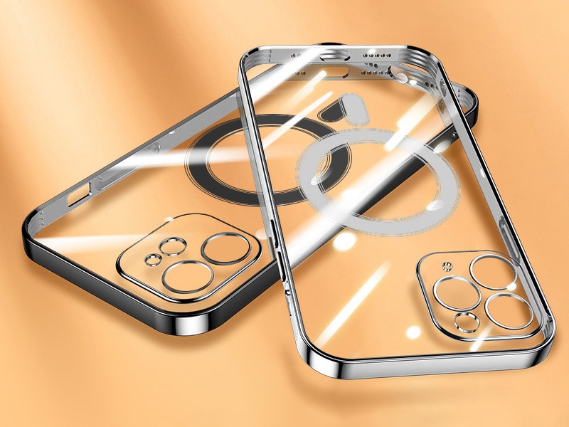 Etui do iPhone 13 Mini premium silver MagSafe z osłoną kamery, srebrne (OUTLET)