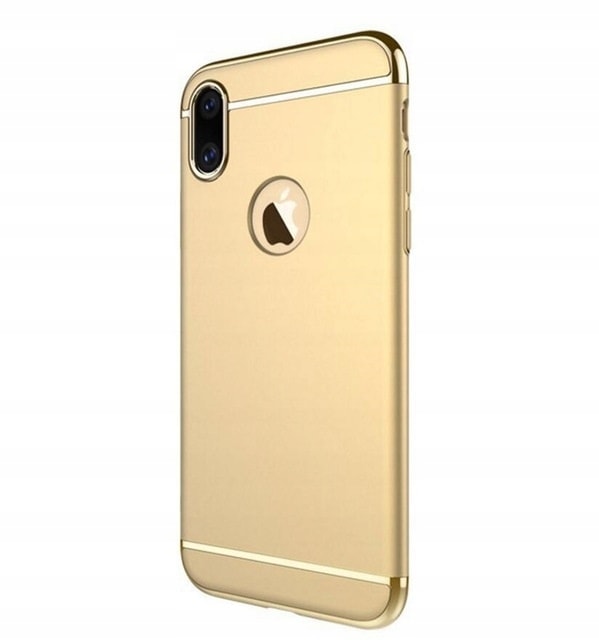 Etui do iPhone X/XS eleganckie cienkie ze zdobieniami i widocznym logo, złote