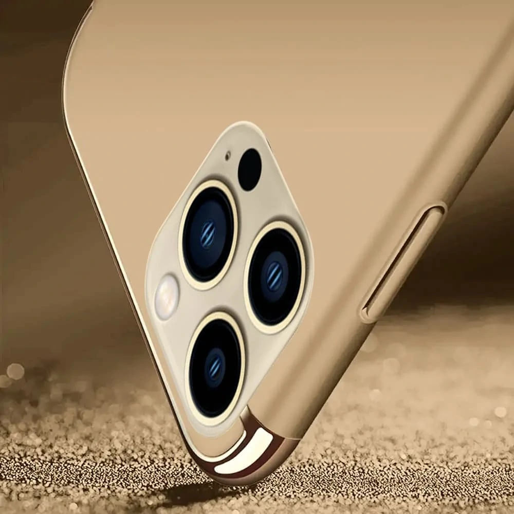 Etui do iPhone 13 Pro Max eleganckie cienkie z widocznym logo, złote