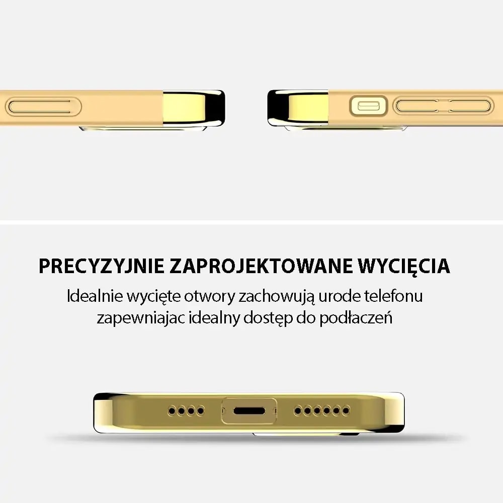 Etui do iPhone 13 Pro Max eleganckie cienkie z widocznym logo, złote