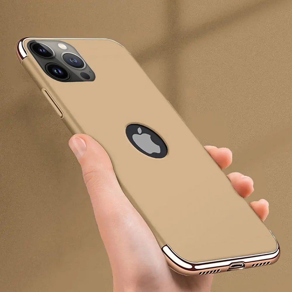 Etui do iPhone 13 Pro Max eleganckie cienkie z widocznym logo, złote