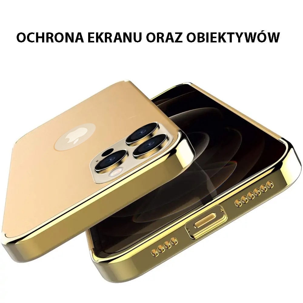 Etui do iPhone 13 Pro Max eleganckie cienkie z widocznym logo, złote