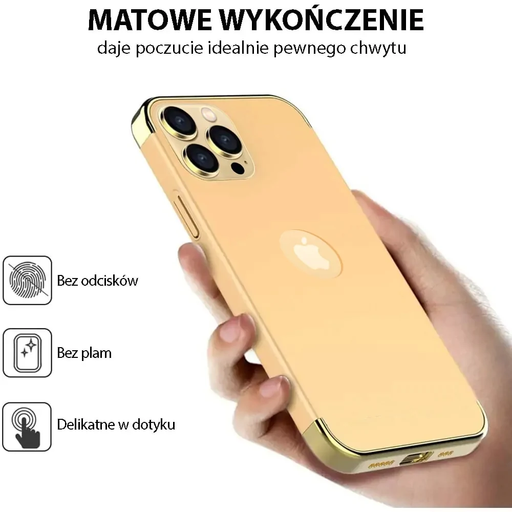 Etui do iPhone 13 Pro Max eleganckie cienkie z widocznym logo, złote